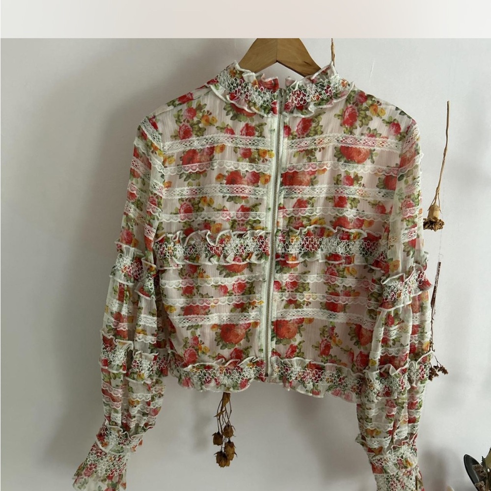 Floral Lace Ruffle Top - Multicolor - Picture 4 of 5